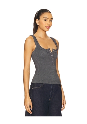 Free People Clean Slate Henley Tank in Black. Size L/XL. Also in M/L, XS/S.