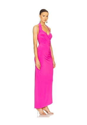 Norma Kamali x REVOLVE Halter Sweetheart Side Drape Gown in Pink. Size S. Also in L, M, XS, XXS.