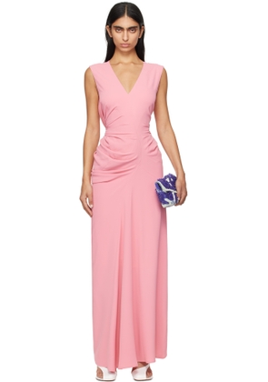 Dries Van Noten Pink Long Draped Maxi Dress