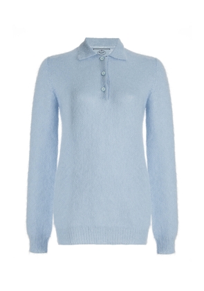 Prada Mohair-Blend Knit Polo Top - Moda Operandi