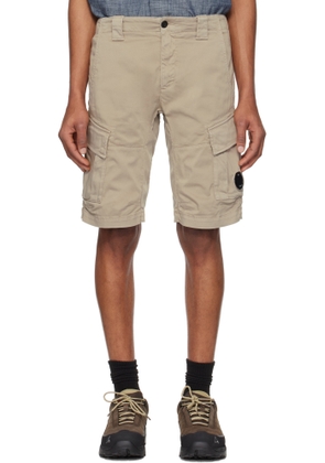 C. P. Company Beige Stretch Sateen Cargo Shorts