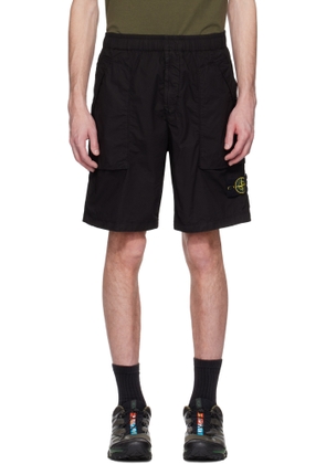 Stone Island Black Stretch Cotton Tela Paracadute Shorts