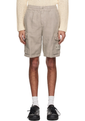 Stone Island Gray Diagonal Linen Cargo Shorts