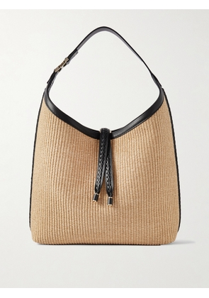 Chloé - Marcie Leather-trimmed Raffia Shoulder Bag - Neutrals - One size