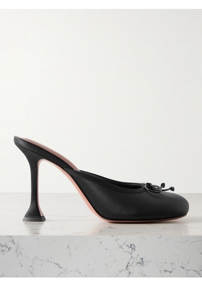 Amina Muaddi - Lila Grosgrain-trimmed Satin Mules - Black - IT35,IT36,IT36.5,IT37,IT37.5,IT38,IT38.5,IT39,IT39.5,IT40,IT40.5,IT41,IT42