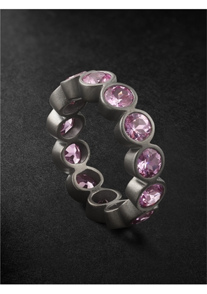 42 Suns - Small 14-Karat Blackened Gold Laboratory-Grown Sapphire Eternity Ring - Men - Pink - 60