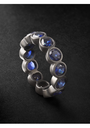 42 Suns - Small 14-Karat Blackened Gold Laboratory-Grown Sapphire Eternity Ring - Men - Blue - 62