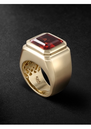 42 Suns - 14-Karat Gold Orange Sapphire Signet Ring - Men - Orange - 53