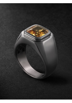 42 Suns - 14-Karat White Gold Citrine Signet Ring - Men - Orange - 53