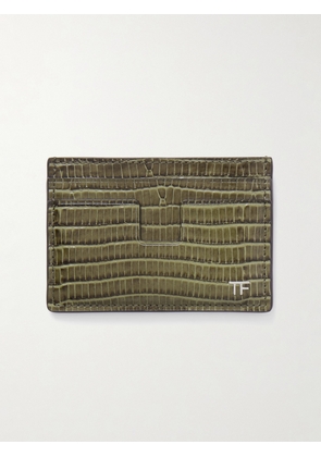 TOM FORD - Croc-Effect Leather Cardholder - Men - Green