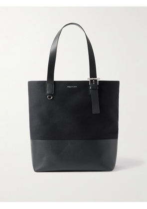 McQueen - T-Bar Leather-Trimmed Twill Tote Bag - Men - Black