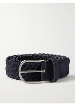 Anderson's - 3.5cm Woven Suede Belt - Men - Blue - EU 75