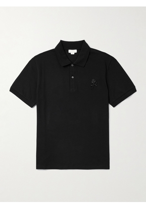 McQueen - Embellished Cotton-Piqué Polo Shirt - Men - Black - S