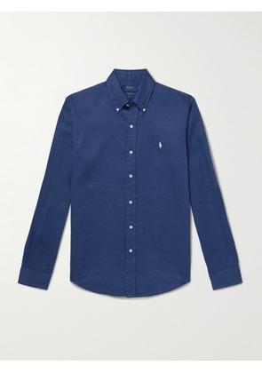 Polo Ralph Lauren - Button-Down Collar Logo-Embroidered Linen Shirt - Men - Blue - XS