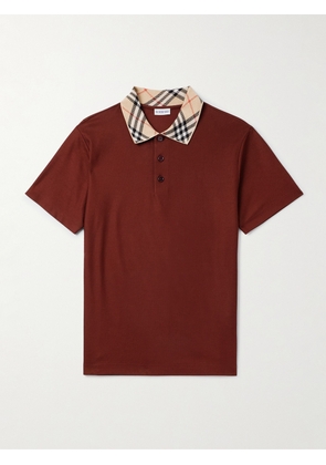 Burberry - Slim-Fit Cotton-Piqué Polo Shirt - Men - Burgundy - S