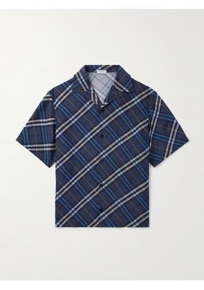 Burberry - Convertible-Collar Checked Silk Shirt - Men - Blue - S