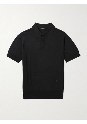 Balmain - Logo-Embroidered Silk-Blend Polo Shirt - Men - Black - S