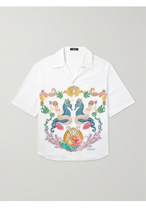 Versace - Coral Theatre Camp-Collar Printed Cotton-Poplin Shirt - Men - White - IT 44