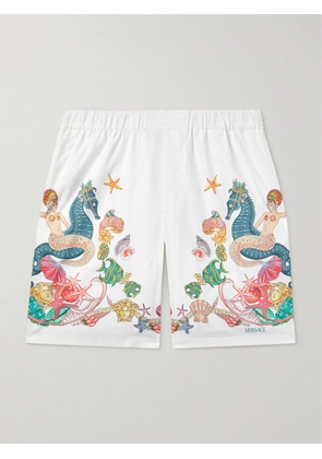 Versace - Wide-Leg Printed Cotton-Poplin Shorts - Men - White - IT 46