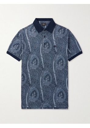 Etro - Roma Slim-Fit Logo-Embroidered Paisley-Print Cotton-Piqué Polo Shirt - Men - Blue - S