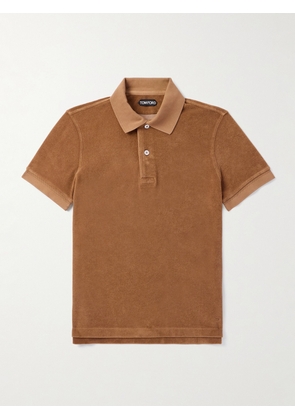 TOM FORD - Slim-Fit Cotton-Blend Terry Polo Shirt - Men - Brown - IT 44