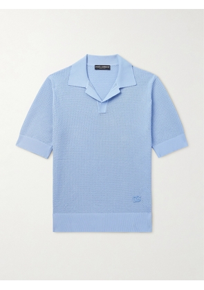 Dolce&Gabbana - Slim-Fit Logo-Embroidered Cotton Polo Shirt - Men - Blue - IT 46