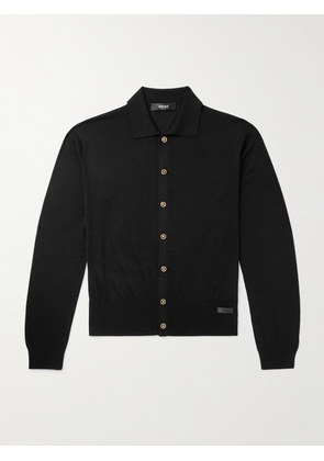 Versace - Logo-Appliquéd Silk and Cotton-Blend Cardigan - Men - Black - IT 46