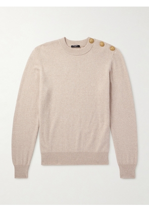 Balmain - Button-Embellished Recycled Cashmere and Wool-Blend Sweater - Men - Neutrals - S