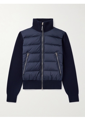 TOM FORD - Leather-Trimmed Quilted Shell and Wool Down Jacket - Men - Blue - IT 46
