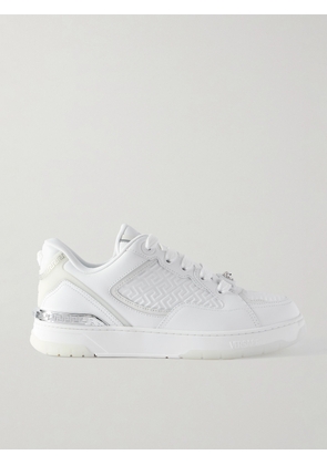 Versace - Embellished Rubber-Trimmed Leather Sneakers - Men - White - EU 40