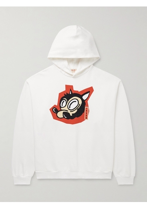 Marni - Oversized Logo-Appliquéd Printed Cotton-Jersey Hoodie - Men - White - IT 46