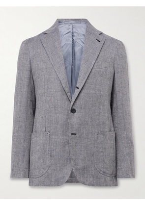 J. Mueser - Waverly Herringbone Linen and Wool-Blend Blazer - Men - Blue - IT 46