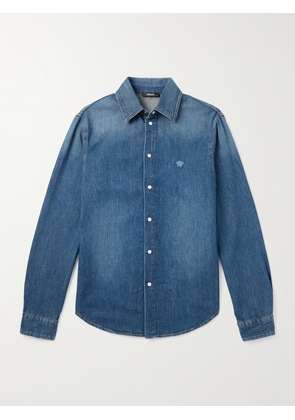 Versace - Logo-Appliquéd Denim Shirt - Men - Blue - IT 44