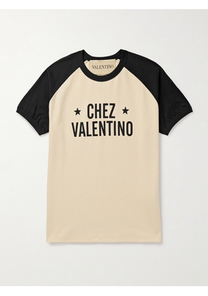 Valentino Garavani - Slim-Fit Colour-Block Logo-Print Cotton-Jersey T-Shirt - Men - Neutrals - XS