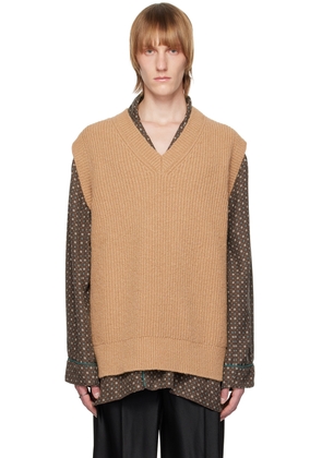 Maison Margiela Tan V-Neck Vest