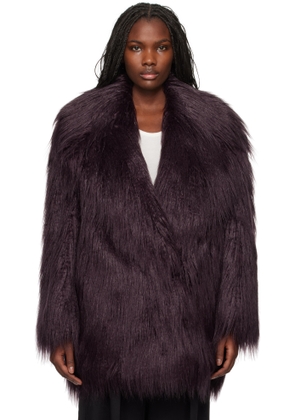 The Frankie Shop Burgundy Miley Faux-Fur Coat