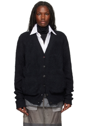 Maison Margiela Black Oversized Piled Cardigan