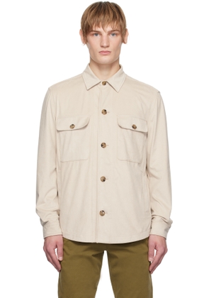 BOSS Beige Flap Pocket Faux-Suede Jacket