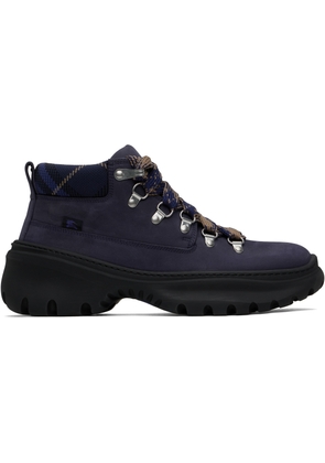 Burberry Navy Nubuck Scoot Hike Boots