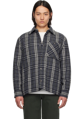 Burberry Navy Check Wool Overshirt
