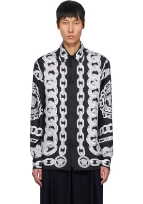Versace Black Medusa Chains Silk Shirt