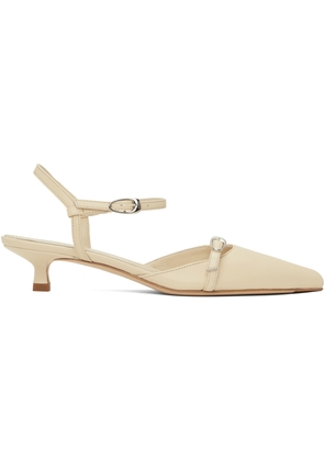 Aeyde Off-White Melia Leather Kitten Heels