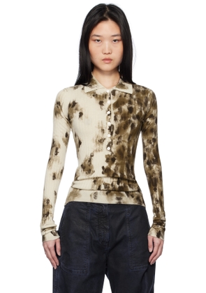 The Attico Beige & Brown Long Sleeve Animal Print Polo