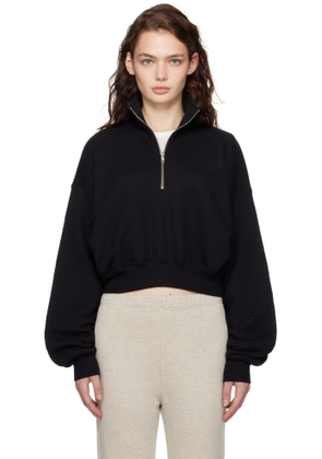 ÉTERNE Black Cropped Half-Zip Sweatshirt