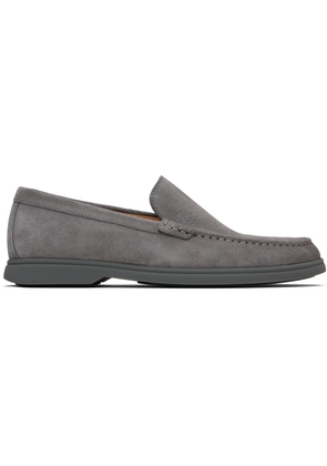 BOSS Gray Suede Contrast Sole Loafers