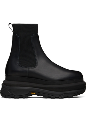 sacai Black Leather Chelsea Boots