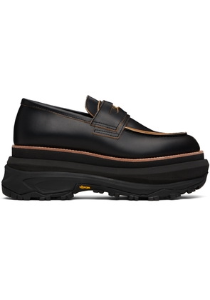 sacai Black Leather Loafers
