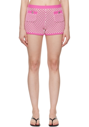 Versace Pink & White Crochet Knit Shorts