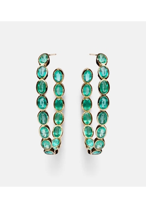 Octavia Elizabeth Oval Eternity 18kt gold earrings with emeralds