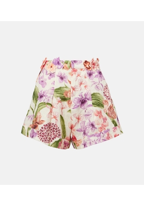 Agua by Agua Bendita Floral high-rise linen shorts